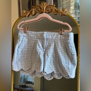 Crown Ivy Shelby Pastel Blue Gingham Scalloped Women Shorts